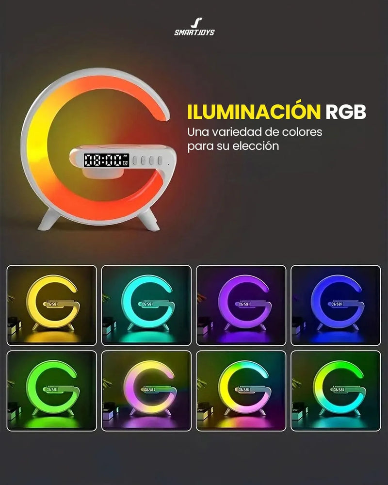 Parlante Bluetooth Cargador Inalámbrico Lámpara RGB Reloj Despertador G63